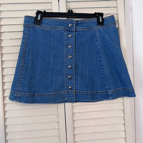 Free People front snap jean skirt - Picture 1 of 7